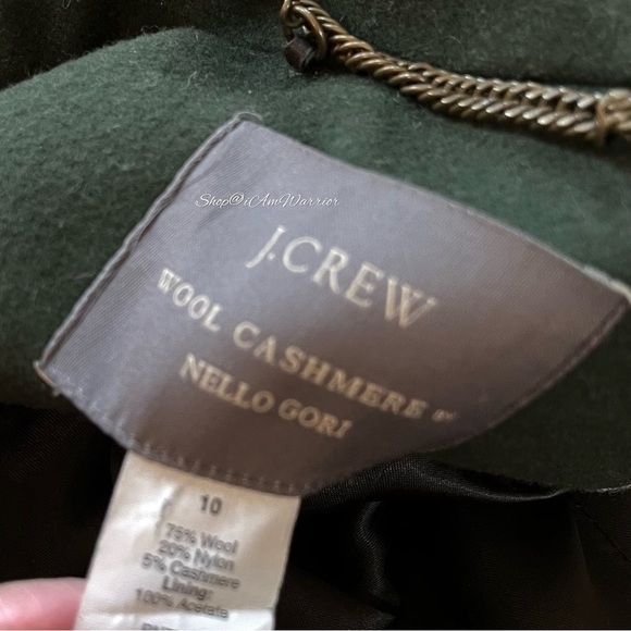 J.Crew dark avocado green wool/cashmere pleated cocoon coat shop@iamwarrior - Picture 9 of 10